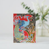 Vintag 1898 Jugendstil-Pfau von Gisbert Combaz Postkarte (Stehend Vorderseite)