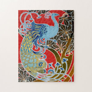 Vintag 1898 Jugendstil-Pfau von Gisbert Combaz Puzzle