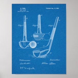 Vintag 1900 Golf Club Design Patentschrift Art Pri Poster