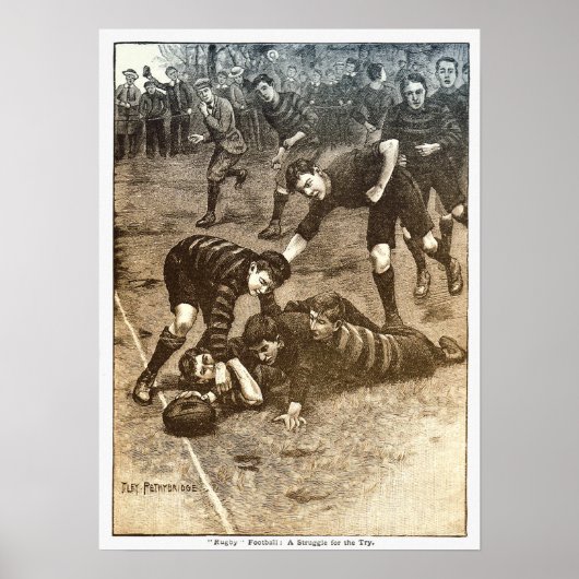Vintag 1900 Rugby Print Poster (Vorne)