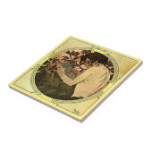 Vintag 1901 Jugendstil-Frau von Alphonse Mucha Fliese (Seite)