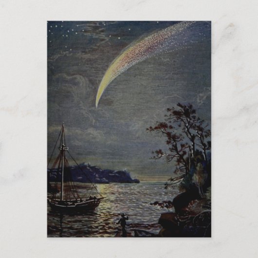 Vintag 1902 Comet oder Shooting Star Illustration Postkarte (Vorderseite)