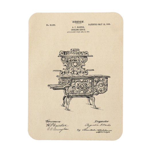 Vintag 1903 Kochen Stove Patent Magnet (Vertikal)