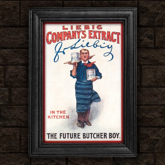 Vintag 1903 Liebig Extract Butcher Boy Poster