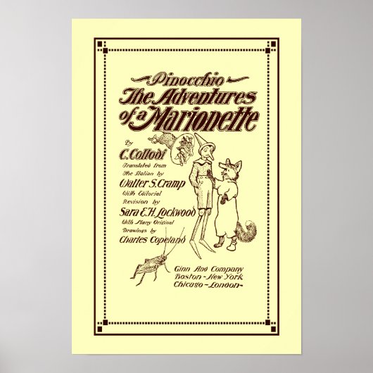 Vintag 1904 Pinocchio Deckblatt Poster (Vorne)