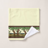 Vintag 1905 Kunsthandwerk-Stil Eichenlandschaft Badhandtuch Set (Waschlappen)