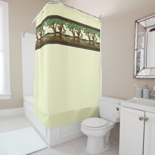 Vintag 1905 Kunsthandwerk-Stil Eichenlandschaft Duschvorhang (Beispiel)