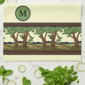 Vintag 1905 Kunsthandwerk-Stil Eichenlandschaft Geschirrtuch (Gefaltet)