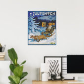 Vintag 1906 skandinavischer Jultomten in Sleigh Poster (Heimbüro)