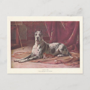 Vintag 1907 Darstellung des Hundes mit Katze Postkarte