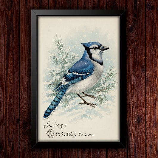 Vintag 1908 Blue Jay Christmas Poster Art