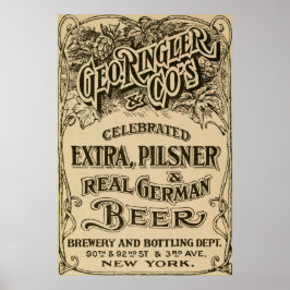 Vintag 1908 Brauerei- und Bierwerbung Poster