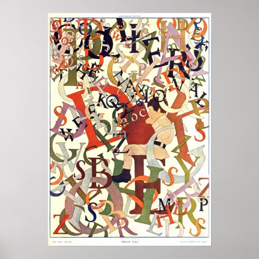 Vintag 1908 Maxfield Parrish, "School Days" Poster (Vorne)