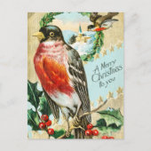 Vintag 1908 Robin Bird Frohe Weihnachten (Vorderseite)