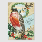 Vintag 1908 Robin Bird Frohe Weihnachtsfeiertage Magnetkarte (Vorderseite)