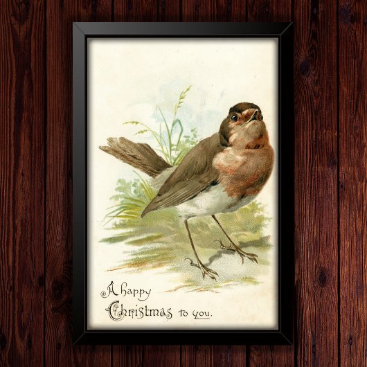Vintag 1908 Robin Bird Weihnachtsgrüßposter Poster