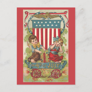 Vintag 1909 Amerikanische Unabhängigkeitstag Feier Postkarte