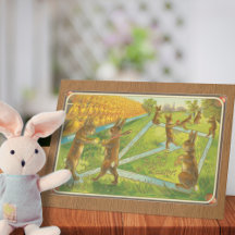 Vintag 1912 Hasen spielen Baseball Ostern