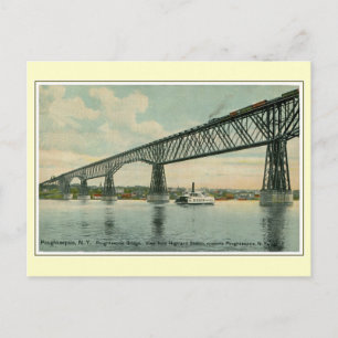 Vintag 1913 Poughkeepsie Bridge, Zug, Schiff Postkarte
