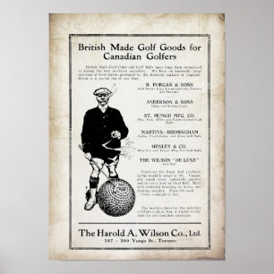 Vintag 1915 British Made Golf Print Poster