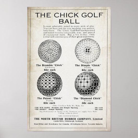 Vintag 1915 Chick Golf Ball Print Poster (Vorne)