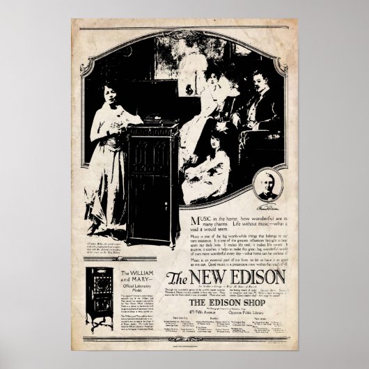 Vintag 1917 Edison Phonograph Poster (Vorne)