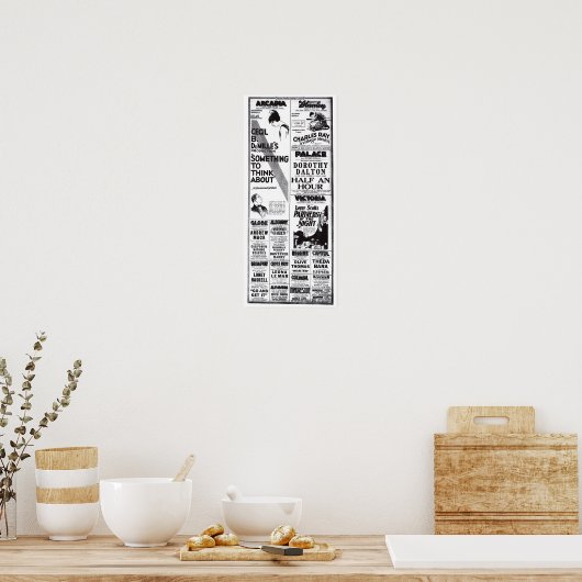 Vintag 1920 Filmanzeigen T - Shirt Poster (Küche)