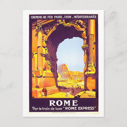 Vintag 1921 Rom, Italien, Reiseplakat Postkarte (Vorderseite)