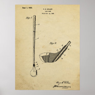 Vintag 1925 Golf Club Patent Print Poster