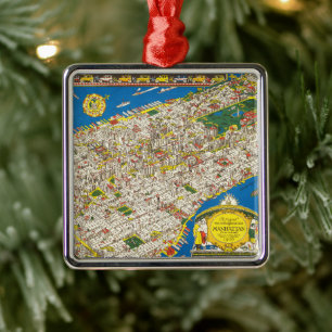 Vintag 1926 Weihnachten in Manhattan wiederhergest Ornament Aus Metall