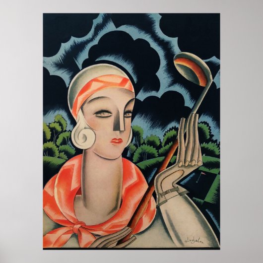 Vintag 1928 Art Deco Golf Print Poster (Vorne)