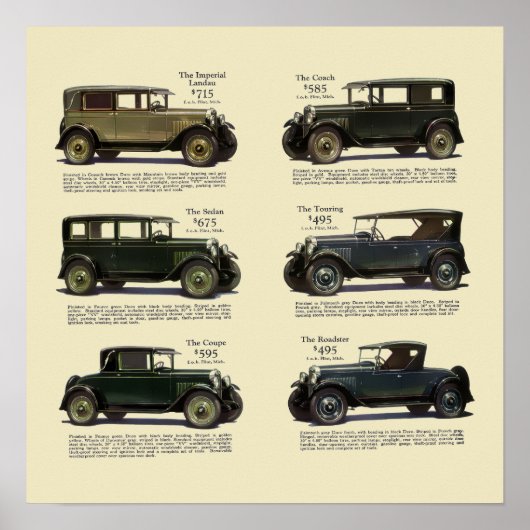 Vintag 1928 Kfz-Werbung Poster (Vorne)