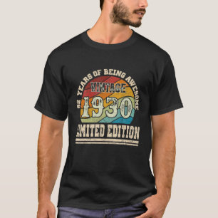 Vintag 1930 Limited Edition 92 Years Old 92Nd Bir T-Shirt