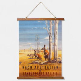 Vintag (1930er) HAPAG Cruise Line Travel Wandteppich Mit Holzrahmen