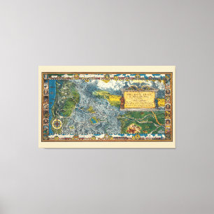 Vintag 1932 Oregon Trail wiederhergestellt extra g Leinwanddruck