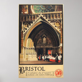 Vintag 1933 Bristol GWR Reiseplaner Poster