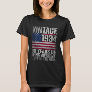 Vintag 1934 Limited Edition 90 Years Old USA Flag T-Shirt