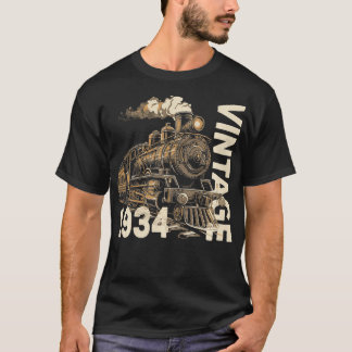 Vintag 1934 Steampunk-Dampfzug-Lokomotive 90. T-Shirt