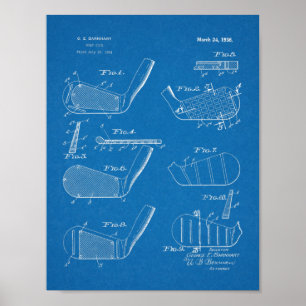 Vintag 1936 Golf Clubs Design Patentschrift Print Poster