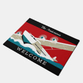 Vintag 1936 Reiseplakat Prop Flugzeug Kunst, Schwa Fußmatte (Schrägansicht)