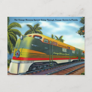 Vintag 1939 Orange Blossom Special Florida Train Postkarte