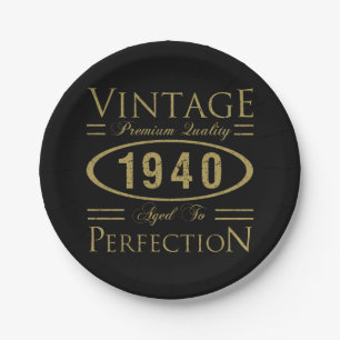 Vintag 1940 80. Geburtstag Premium Qualität Pappteller