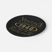 Vintag 1940 80. Geburtstag Premium Qualität Pappteller (Schrägansicht)