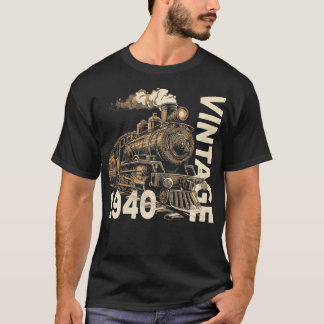 Vintag 1940 Steampunk-Dampfzug-Lokomotive 84. T-Shirt