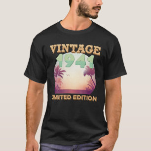 Vintag 1941 Palmenbaum Sonnenuntergang 81 Jahr glü T-Shirt