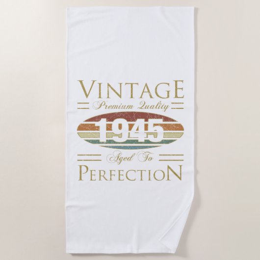 Vintag 1945 80. Geburtstag Strandtuch (Vorderseite)