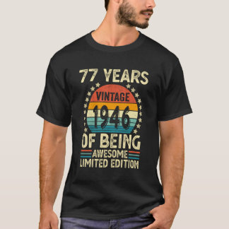 Vintag 1946 77 Jahre alte Männer Frauen Sonntag Ge T-Shirt