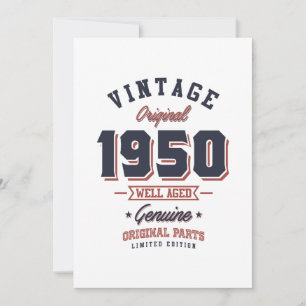 Vintag 1950 Geboren 1950 Retro-Geburtstagsgeschenk Dankeskarte