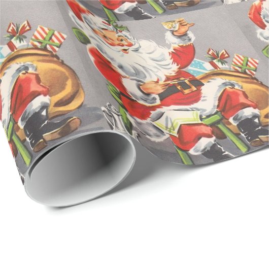 Vintag 1950 Santa Geschenkpapier (Rolleneckpunkt)