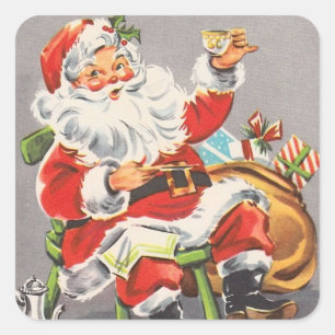 Vintag 1950 Santa Quadratischer Aufkleber